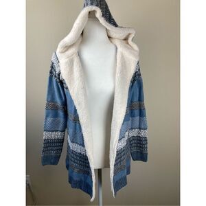 Lety & Me Sherpa Hooded Cardigan Sweater Size Small‎ #2597SX NWT (P2)
